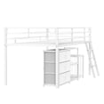 thumbnail image 3 of Ktaxon Twin Low Loft Bed with Storage, Metal Frame with LED Lights, Reversible Ladder and Toy Basket, White, 3 of 6