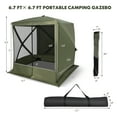 thumbnail image 4 of Costway 6.7 FT x 6.7 FT 4-Panel Pop up Camping Gazebo Quick-Set with 2 Sunshade Cloths Green, 4 of 12