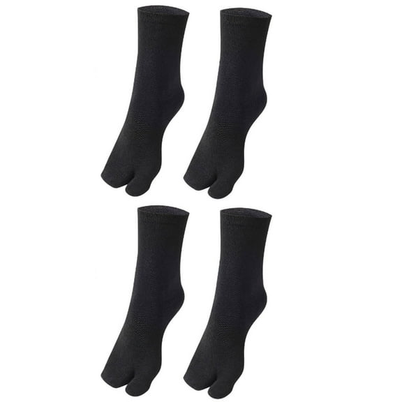 AUQ 2Pcs Cotton Socks,Innovative Two-Toe Design Socks for Women,Anti-Friction Protective Socks for Men,Black