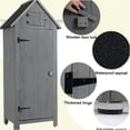 thumbnail image 2 of JERFIT 70.5" Tall Outdoor Storage Shed with Sloping Roof, 3-Compartment Garden Tool Organizer Cabinet, Waterproof & Durable Solid Wood Construction, Gray, 2 of 9