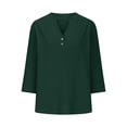thumbnail image 4 of Blouses for women dressy casual Cotton and Linen Soft Clothing M Green womens blouses, 4 of 4