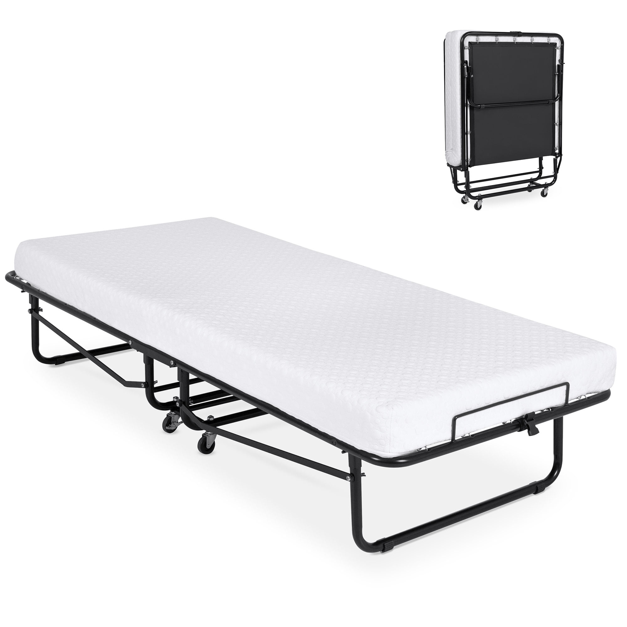 Best Choice Products Folding Rollaway Cot-Sized Mattress Guest Bed w
