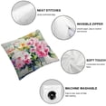 thumbnail image 4 of JRXY Floral Throw Pillow Cushion Cover, Hydrangea Flower Bouquet in Watercolor Blossoms Botany Petals Image, Decorative Square Accent Pillow Case, Forest Green Yellow Pink,2 Pcs White, 4 of 6