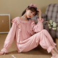 thumbnail image 4 of Conjuntos de pijamas de manga larga para mujer, ropa de dormir de satén para otoño, conjunto de Pijama para niña joven, ropa de casa para mujer, 4 of 4