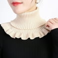 thumbnail image 5 of New Winter Knitted Warm Neckerchief for Women Solid Color Ruffle Scarf Soft Outdoor Knitting Warmer Neck Collar Pullover Scarves (Red), 5 of 6