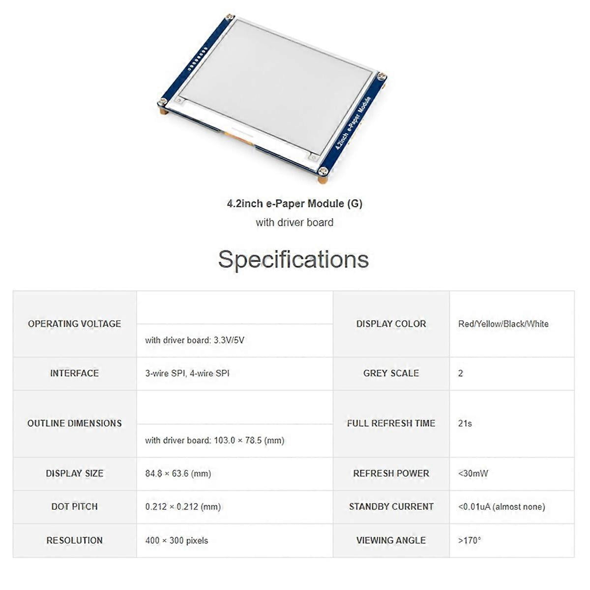 E Ink Module Poster 4.2inch E-Paper E-Ink Display Module 4.2inch E-Paper Module (G ...