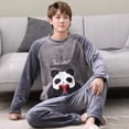thumbnail image 3 of Conjunto de Pijama de franela cálida para hombre y mujer, ropa de dormir de Panda para pareja, Pijama familiar, ropa de noche para amantes, pijamas casuales de animales, Otoño e Invierno, 3 of 4