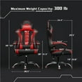 thumbnail image 3 of Yaheetech PU Leather Ergonomic Gaming Chair with Removable Head Pillow, Black/Red, 3 of 7