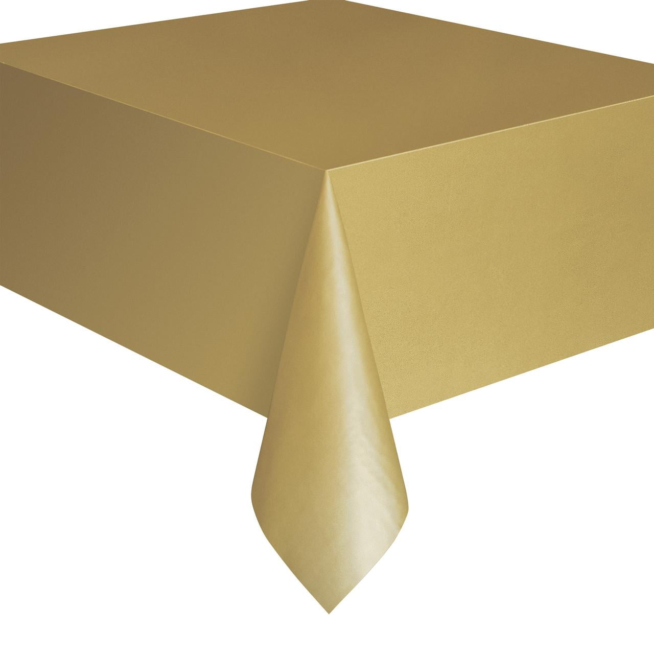 (4 pack) 3CT 54 IN x 108IN Gold Rectangular Plastic Table Covers by Way To Celebrate