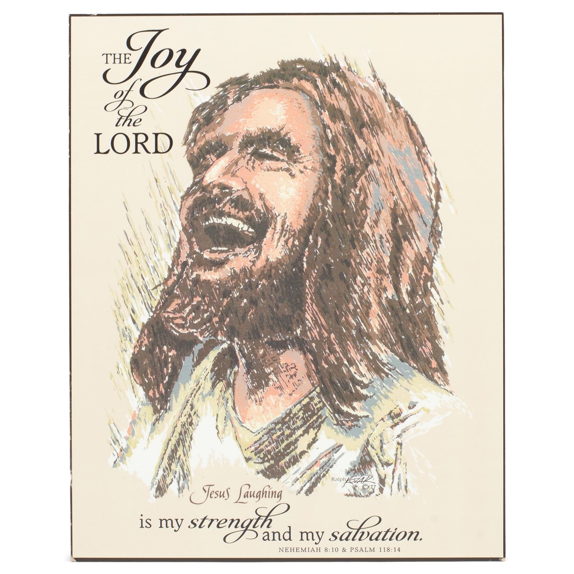 The Joy Of The Lord Laughing Jesus Artistic Brushed 8 x 10 Wood Wall