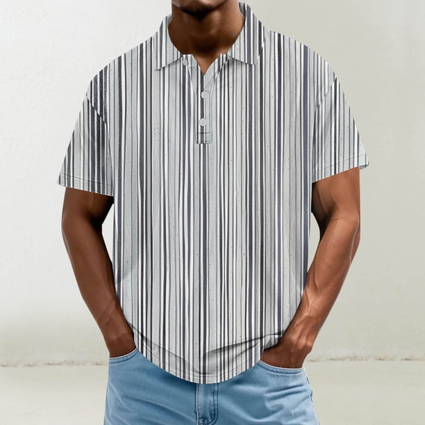 Blusa y camisa de manga corta con cuello vuelto para hombre, informal, de moda, de color liso, con botones, solapa y hebilla de gancho, camiseta de manga corta de poliéster para hombre.