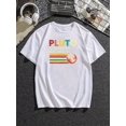 thumbnail image 2 of [Camiseta gráfica PLUTO] Camiseta informal de punto de poliéster para hombre con gráfico geométrico PLUTO, cuello redondo, elástica, para todas las estaciones., 2 of 6