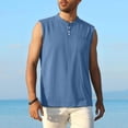 thumbnail image 5 of Camiseta sin mangas con cuello en V para hombre, color liso, deportiva, fitness, informal, de verano, capa base, color liso, blusa de poliéster para hombre, 5 of 5