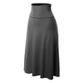 thumbnail image 2 of A2Y Women's Solid A-Line Fold Over Waist Band Flared Midi Skirt Ash Grey S, 2 of 3