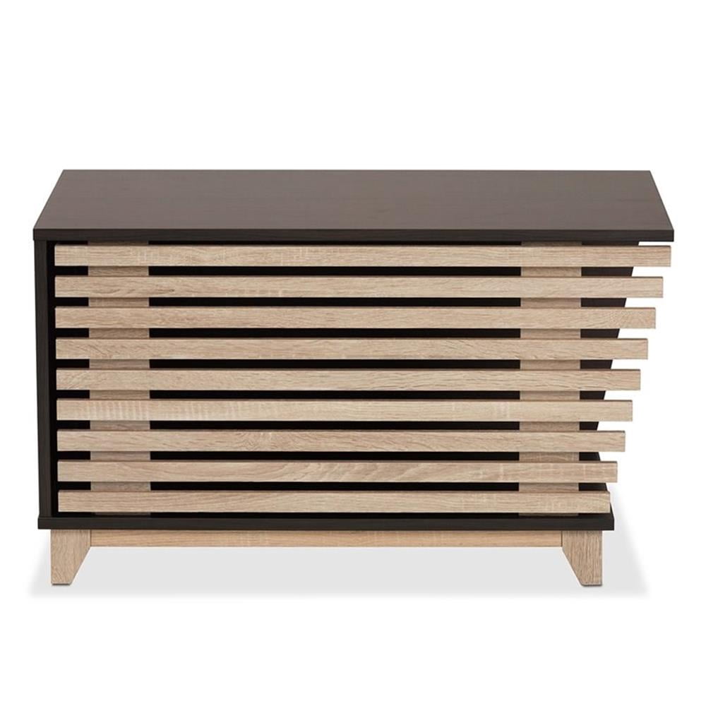 Pemberly Row Dark Brown and Oak Finished Cat Litter Box Cover House