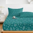 thumbnail image 6 of Full Size Fitted Sheet Set - Southwestern 3 Piece Bedding Sets 16" Deep Pocket Fitted Sheet with 2 Pillowcases, Teal Green Paisley Print Vintage Rustic Brushed Microfiber Hotel Luxury Bed Sheets, 6 of 9
