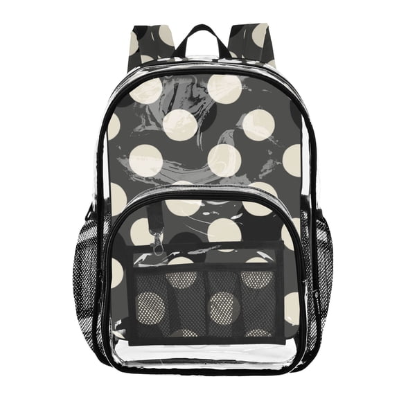 Clear Backpack 12L Large Capacity Transparent Waterproof Black&white Polka Dot