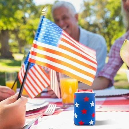 

Mishuowoti American Flag Can Cooler Sleeves Neoprene Coolies for Cans Collapsible