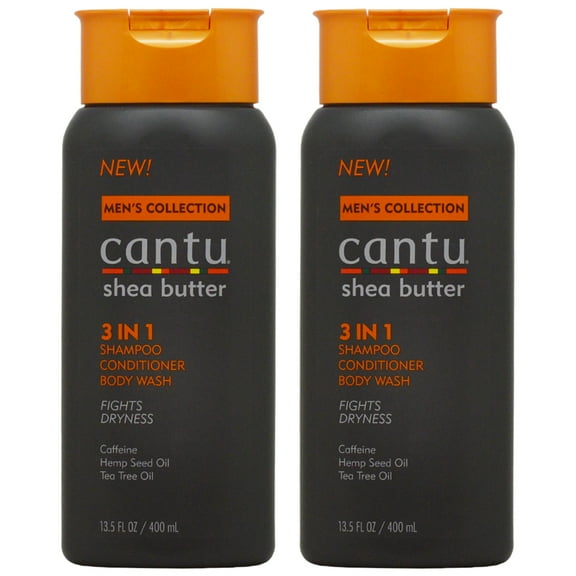 Cantu Men's Collection 3 in 1 Shampoo Conditioner Body Wash 13.5oz "Pack of 2"