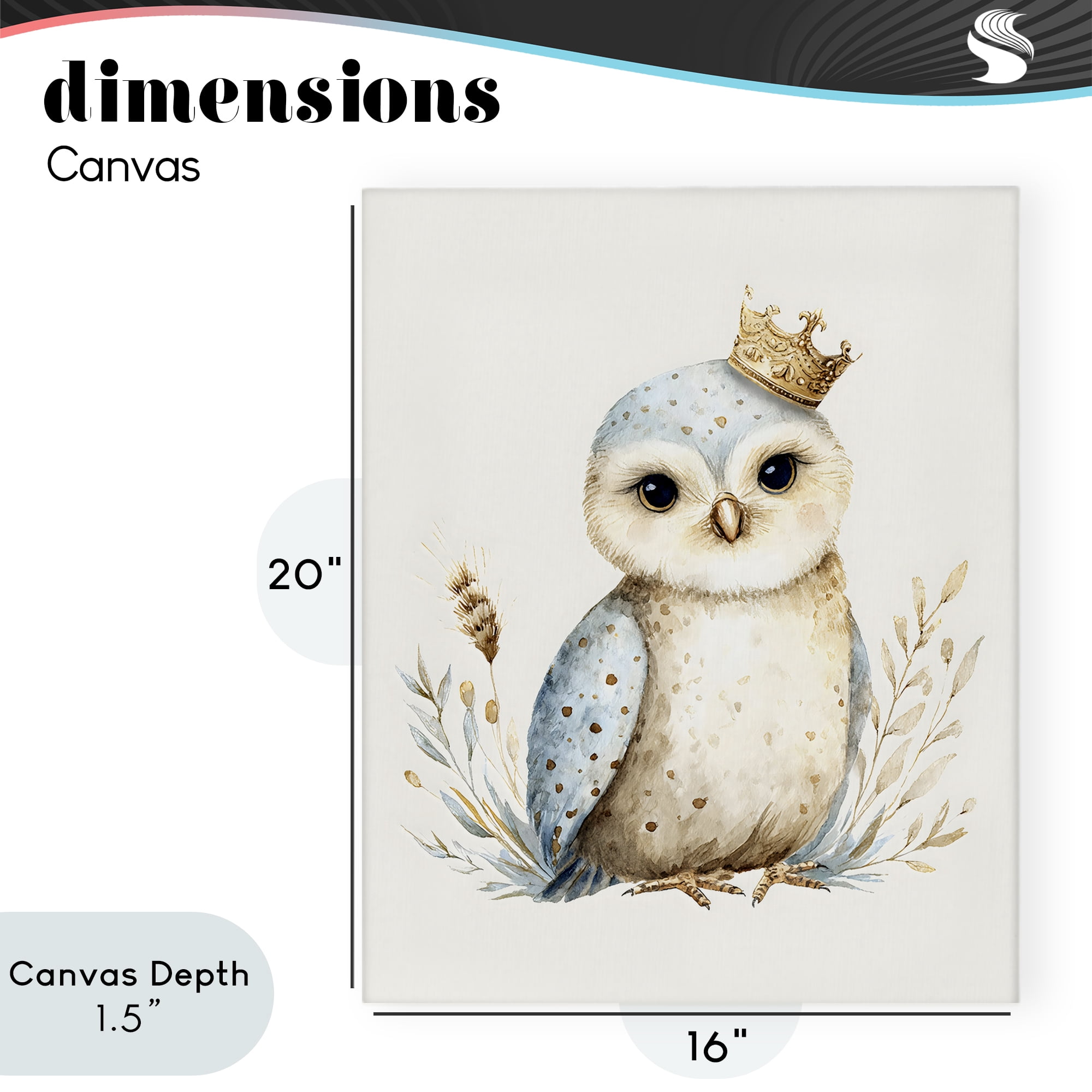 Stupell Industries Watercolor Nursery Owl Canvas Wall Art, design by LSR Design Studio