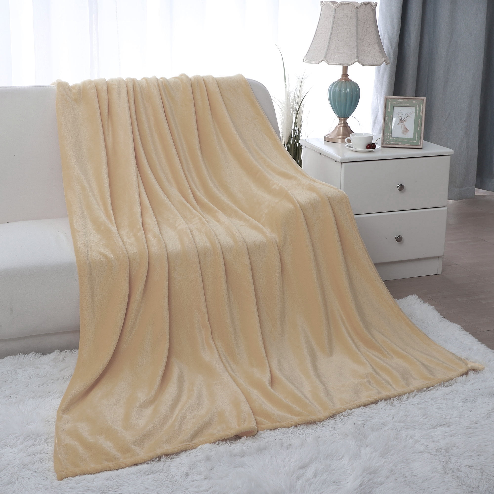 Unique Bargains Home Bedroom Soft Microplush Fleece Throw Blanket for