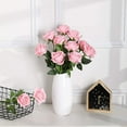 thumbnail image 5 of ZOELNIC 12 PCS Artificial Flowers Pink Roses Fake Silk Flowers Long Stem Artificial Roses for Home Wedding Decorations (Pink), 5 of 8