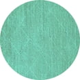 thumbnail image 1 of Ahgly Company Machine Washable Indoor Round Solid Turquoise Blue Modern Area Rugs, 7' Round, 1 of 4