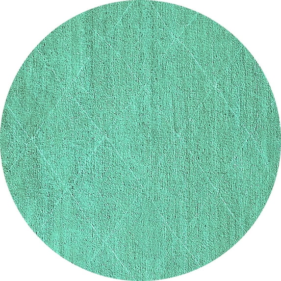Ahgly Company Machine Washable Indoor Round Solid Turquoise Blue Modern Area Rugs, 7' Round