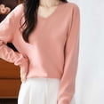 thumbnail image 4 of BLVB Cozy Sweaters for Women V Neck Long Sleeve Tops Fashion Lightweight Pullover Trendy Clothes Fall Outfits, 4 of 5