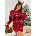 thumbnail image 3 of Women'S Christmas Sweaters - Women'S Ugly Christmas Sweaters - Decorative Winter Holiday Knit Dresses Red XXL, 3 of 8