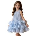 thumbnail image 2 of HJYCHN Girls Dresses Sleeveless Round Neck Tutu Party Dress with Tiered Ruffled Skirt for Birthday Celebrations Kids Dress 12-24 Months, 2 of 6