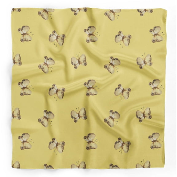 Bimba Yellow Butterflies Pure Silk Printed Head Bandanas Summer Neck Wrap Scarf 40 x 40 Inches