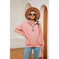 thumbnail image 3 of XCHQRTI Women's Zipper Sweatshirt V Neck Lapel Hoodie Long Sleeve Pullover Loose Fit Fall Sweatshirt, 3 of 8