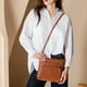 thumbnail image 2 of Bandolera con cartera RFID de piel auténtica suave, color coñac, 2 of 7