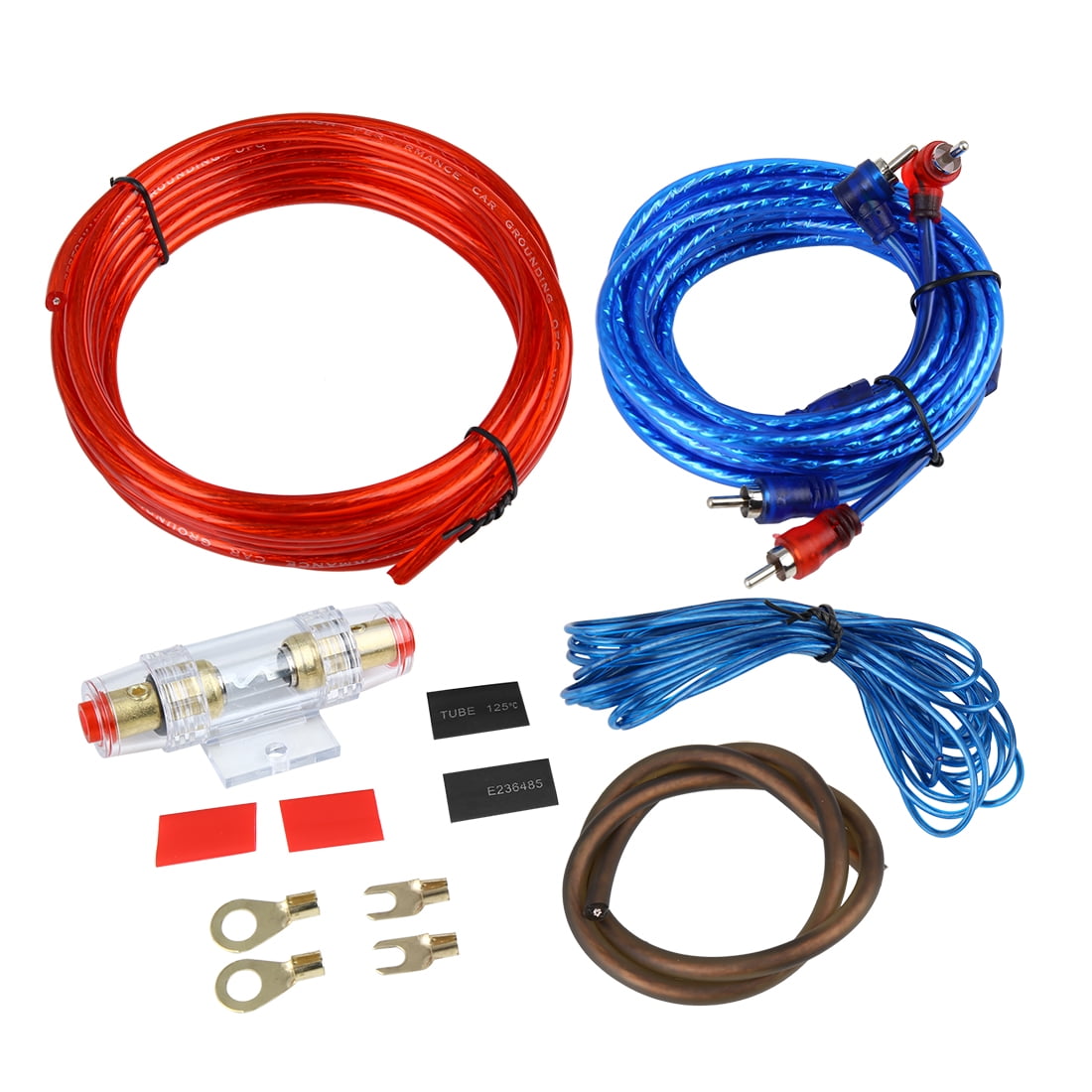Unique Bargains Universal Auto Car Amplifier Wiring Kit Audio Subwoofer RCA Power Cable Fuse Set