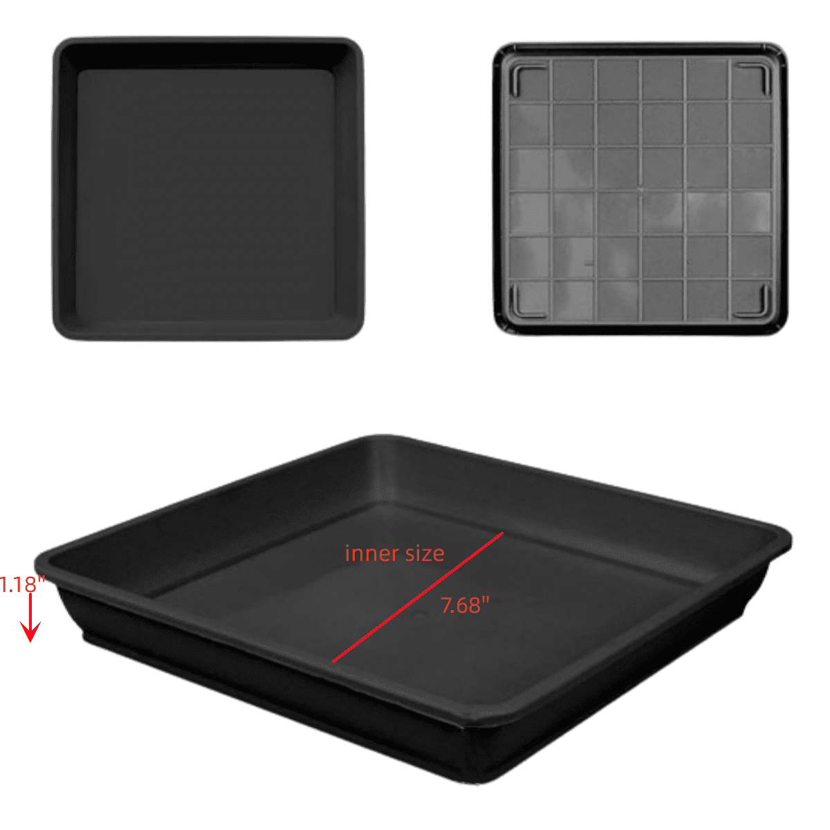 Yardwe 5PCS Rectangular Plastic Plant Saucers, Drip Tray Saucer Flower Pot Tray For Potted Plants, Gardens, Indoor & Outdoor Use, Protects Floors & Furniture, 11 X 4.3 X 1.1 Inch