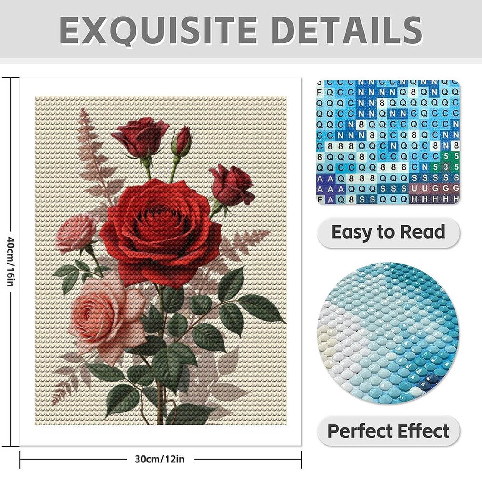 Diamond Art Kits for Adults - 5d Red And Pink Roses Bouquet Artwork Diamond Painting for Adults, Diamond Art for Adults Beginners, Diamond Painting Kits for Adults for Home Wall Decor