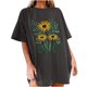 thumbnail image 1 of Faldas Cortas para Mujeres, Impresión de Flores Casual Oversized Camiseta de Manga Corta Top Hecho de 95% Poliéster 5% Spandex para Primavera Verano, Falda Corta de Verano, 1 of 7
