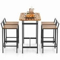 thumbnail image 7 of Spaco 5 Piece Acacia Wood Bar Table Set Bar Height Table and Chairs with Metal Frame and Footrest, Furniture Conversation Sets, Coffee Table for Garden, Poolside, Backyard, 7 of 7