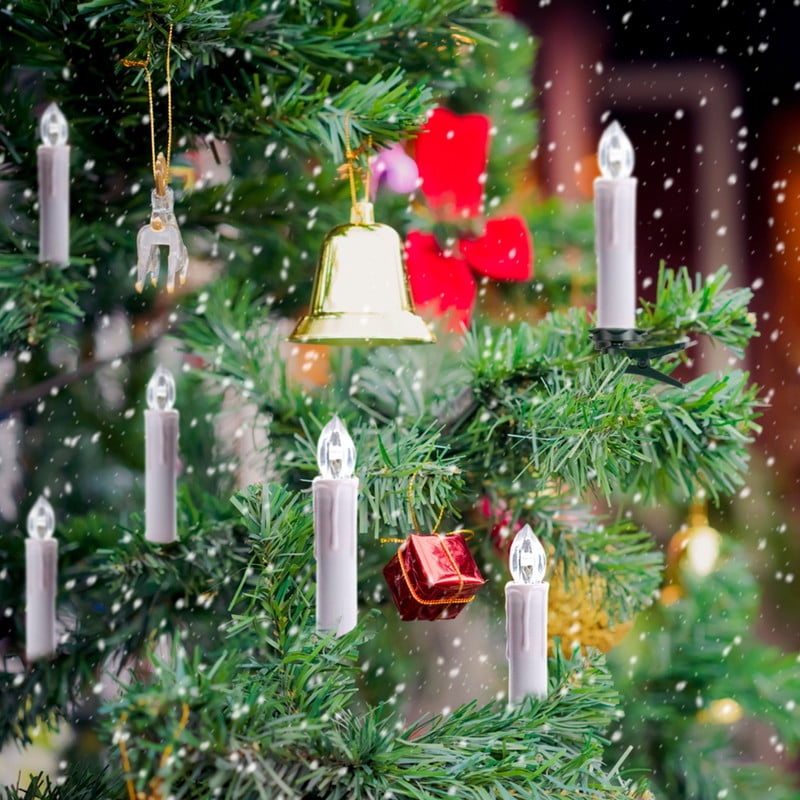 20 Pcs Bulk LED Flameless Candles, Large Set of Clip-On Taper Candle Lights for Big Christmas Trees, with Remote Timer, Flickering Multicolour Glow