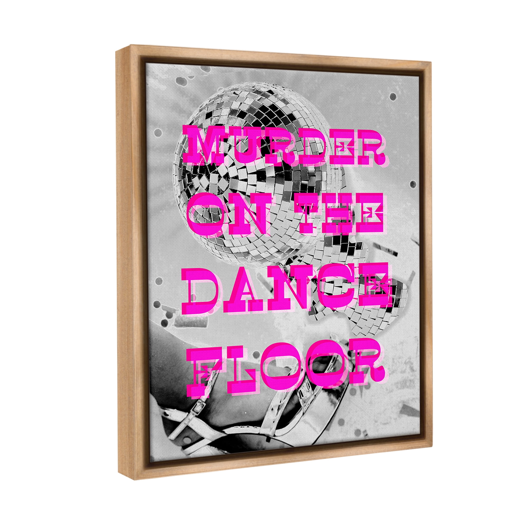 Stupell Industries Dance Floor Phrase Novelty Painting Brown Floater Framed Canvas Art Print Wall Art, 17 x 21