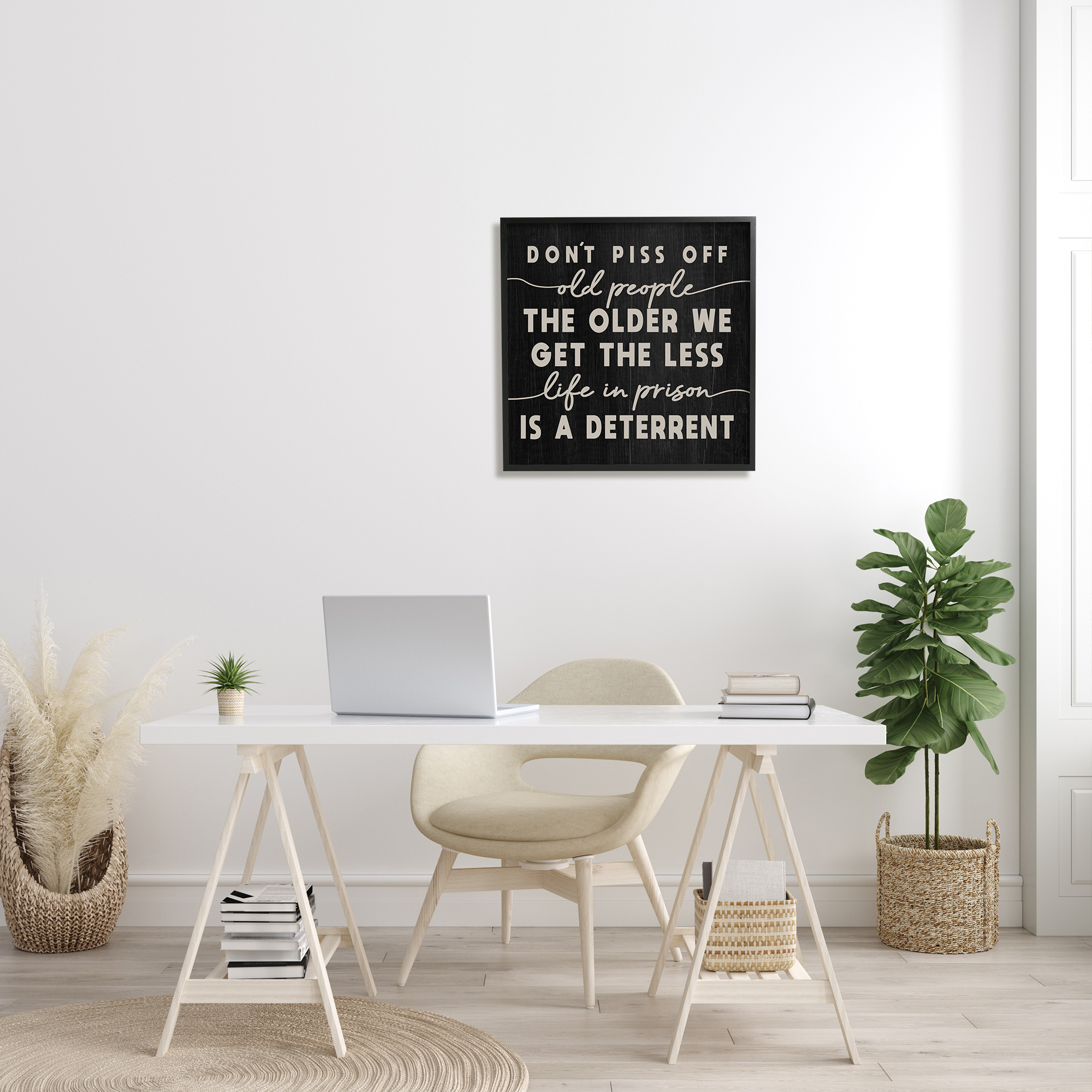 Stupell Home Décor Industries Don't Piss Off Old People Quote Funny Age Joke, 24 x 24, Designed by Daphne Polselli