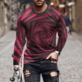 thumbnail image 1 of Blusas y camisas de manga larga con cuello redondo para hombre, blusa informal de manga larga con cuello redondo y estampado de rayas, blusa de poliéster para hombre, 1 of 5