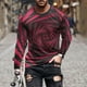 thumbnail image 1 of Blusas y camisas de manga larga con cuello redondo para hombre, blusa informal de manga larga con cuello redondo y estampado de rayas, blusa de poliéster para hombre, 1 of 5