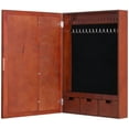 thumbnail image 2 of Proman Products Venice Wall Mount Jewelry Armoire, Jewelry Cabinet, Jewelry Storage WM17230 with Photo Frame, Mirror, Drawers, 16"W x 23"H x 4.75"D, Dark Mahogany, 2 of 7