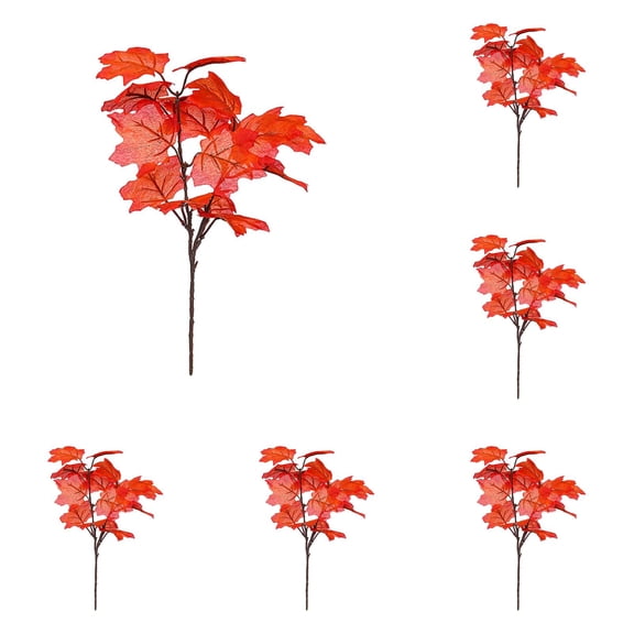 6pcs Realistic Artificial Maple Leaves Branches for Vase, Fall Maple Leaf Stems Bouquet for Thanksgiving Table Centerpiece,Autumn Home Decor for Mantle,Wedding,Halloween and Farmhouse Festival