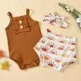 thumbnail image 6 of Dooleck Newborn Baby Girl Onesies Sets Ribbed Outfit Summer Clothes Romper Shorts Headband, 6 of 8