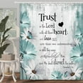 thumbnail image 2 of Rustic Farmhouse Teal Shower Curtain Bible Verse Inspirational Shower Curtain Country Farm Teal Daisy Flowers Butterfly Abstract Shower Curtain Set, Turquoise Blue Shower Curtain for Bathroom, 70X84IN, 2 of 5