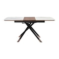 thumbnail image 4 of Benjara Lina 51-67" Extendable Dining Table- Gray Ceramic & Walnut Wood Top, 4 of 6