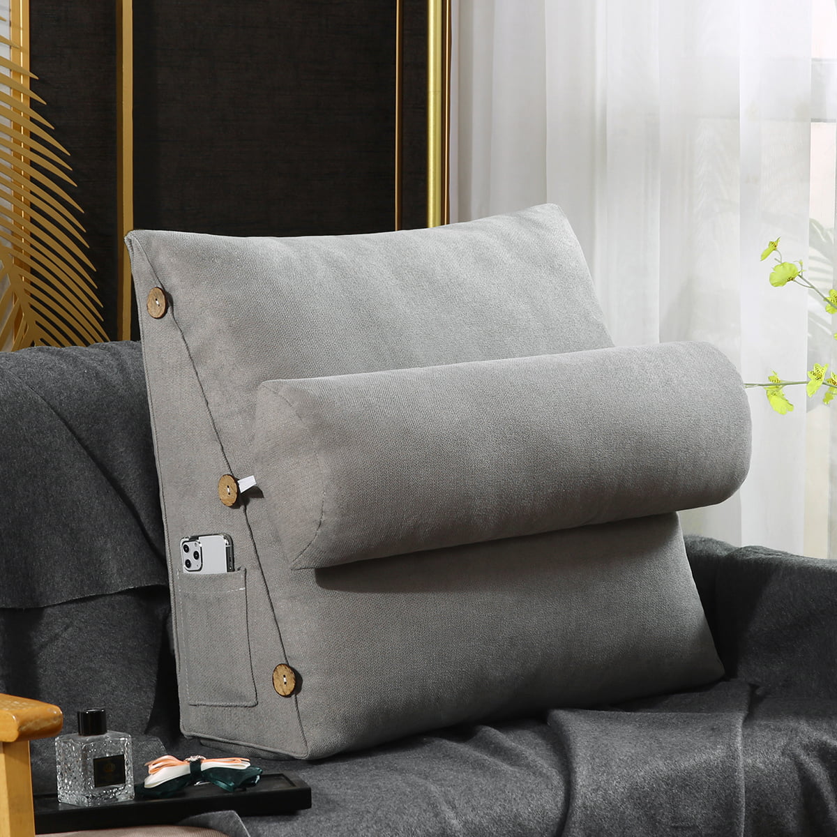 Back Wedge Cushion Adjustable Bed Sofa Office Neck Waist Lumbar Soft Pillo 